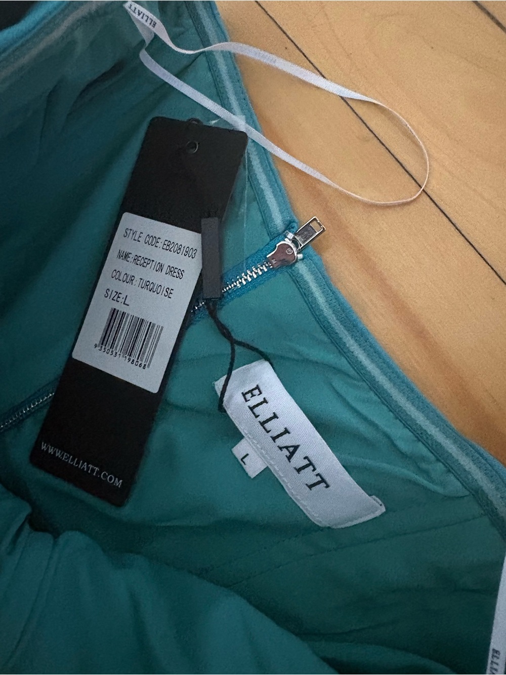 NWT Elliatt Sz L Reception Turquoie Blue Strapless Wedding Midi Dress - Picture 4 of 11